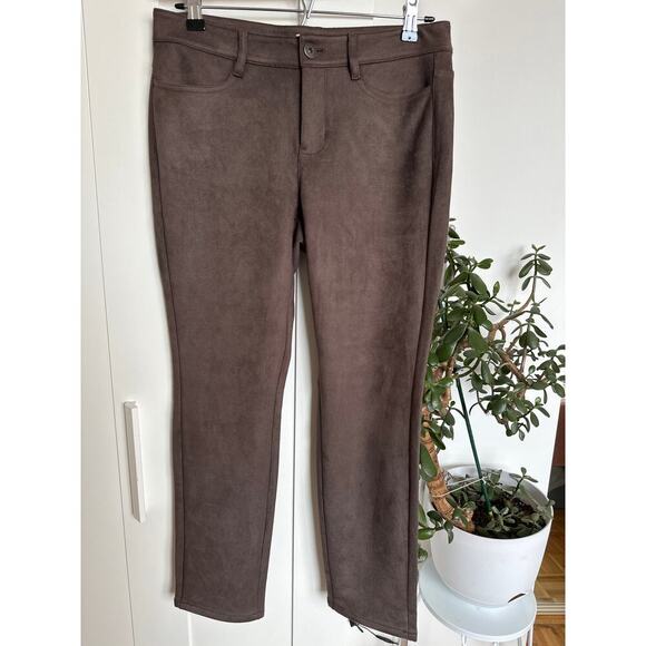 J. Jill Luxe Women's Brown Faux-Suede Pants Microfiber Stretch, Size 6P, EUC - Picture 1 of 5